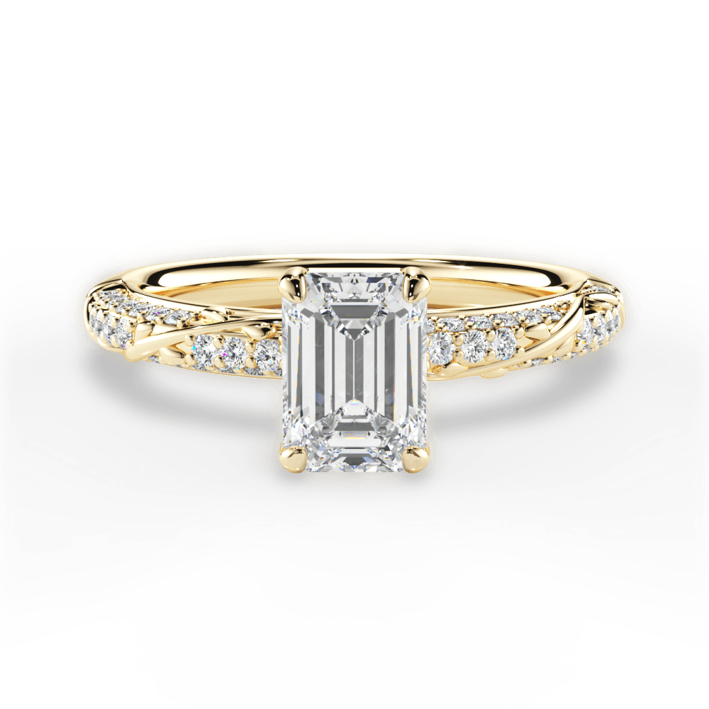 Gloria Emerald Cut Lab Grown Diamond 18Kt Yellow Gold Engagement Ring