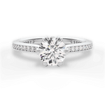 Louise Round Cut Lab Grown Diamond 14Kt White Gold Engagement Ring