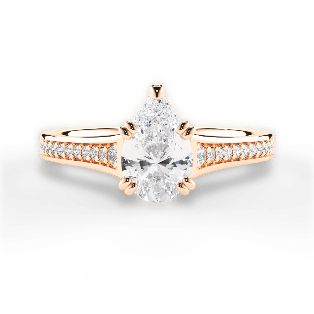 Delia Pear Cut Lab Grown Diamond 18Kt Rose Gold Engagement Ring
