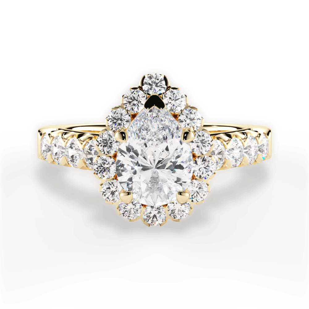 Lacey Pear Cut Lab Grown Diamond 18Kt Yellow Gold Engagement Ring