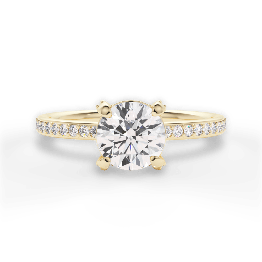 Janice Round Cut Lab Grown Diamond 18Kt Yellow Gold Engagement Ring