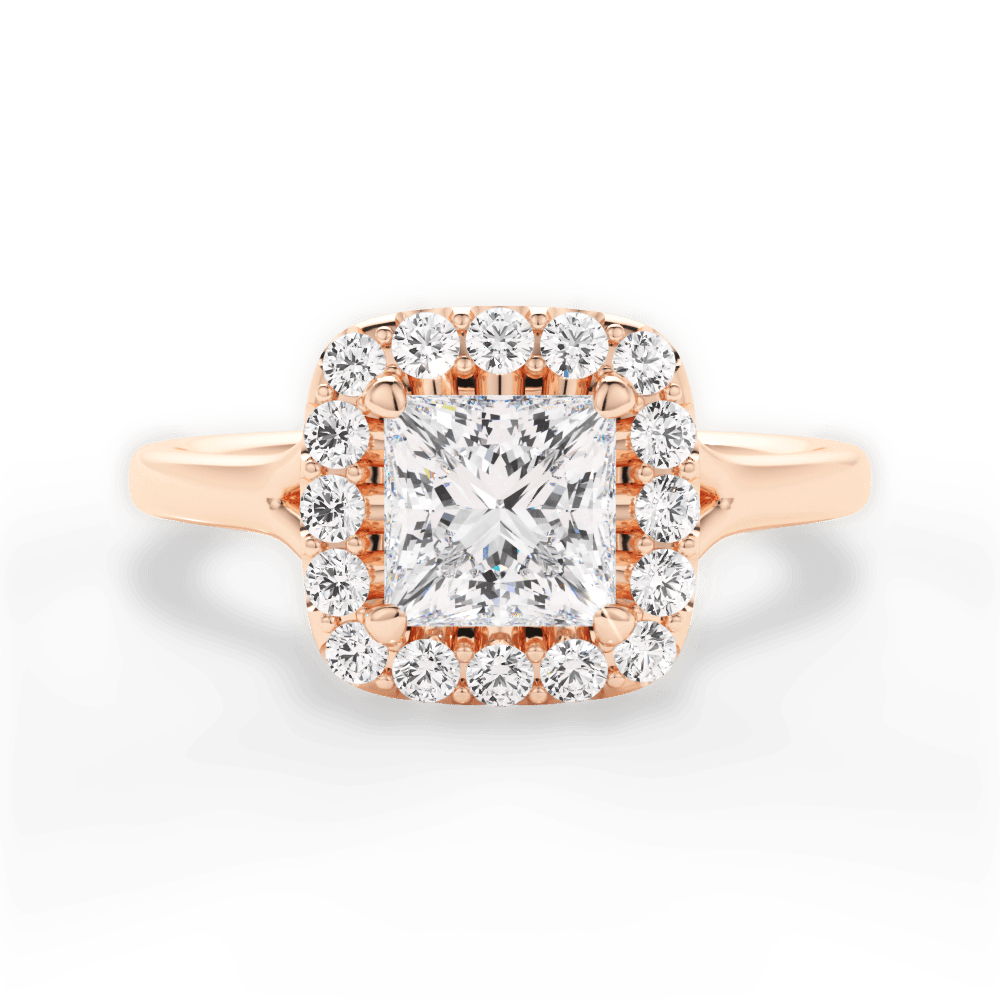 Geneva Princess Cut Lab Grown Diamond 18Kt Rose Gold Engagement Ring