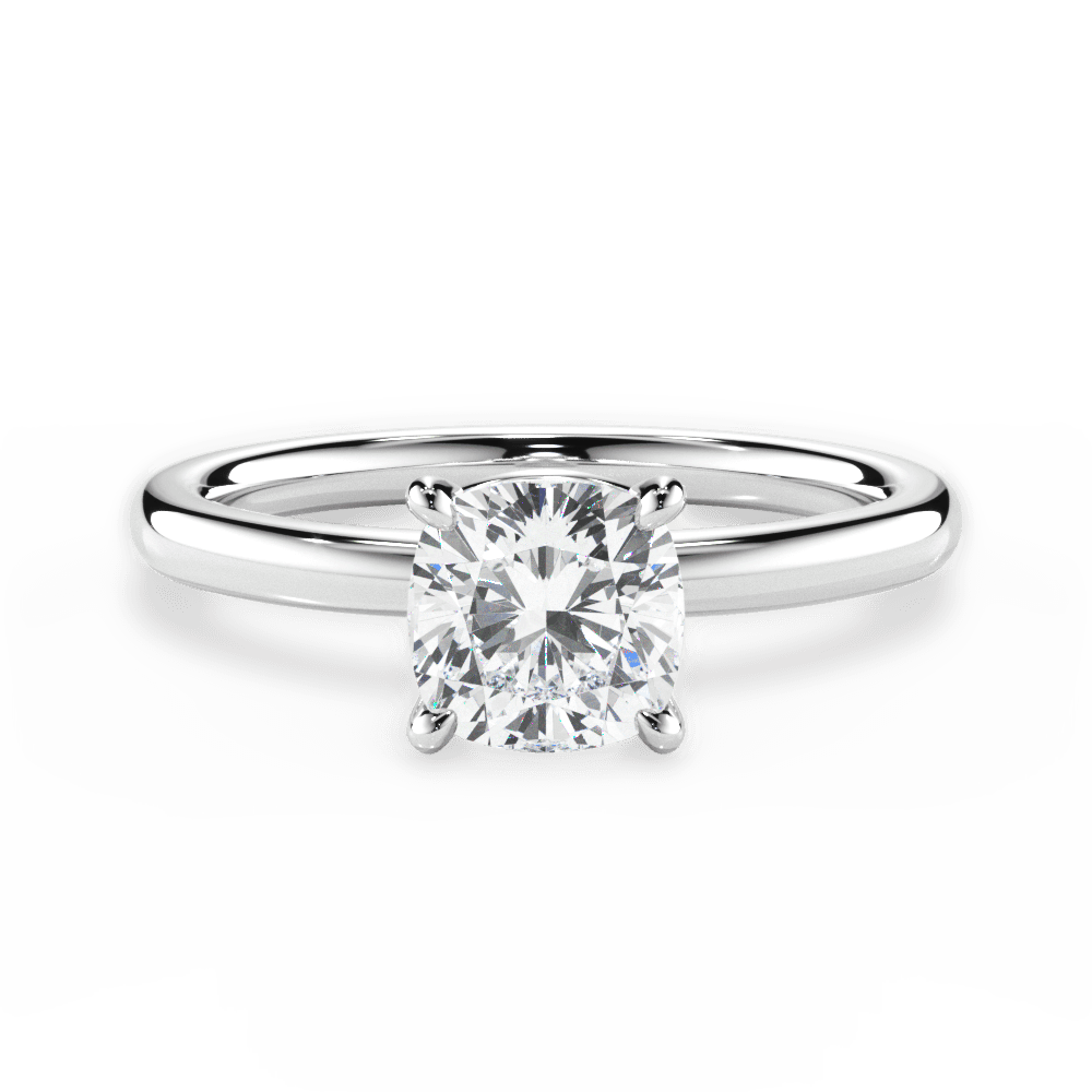 Angela Cushion Cut Lab Grown Diamond Platinum Engagement Ring