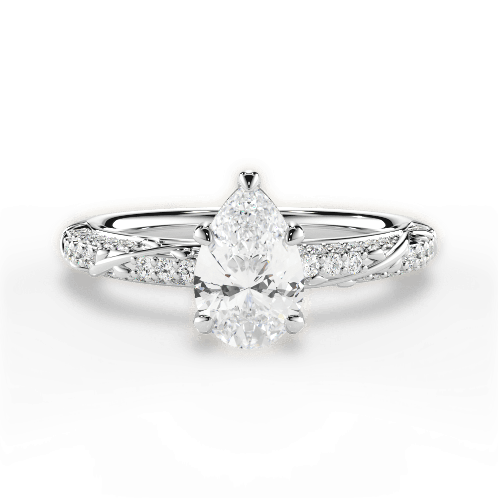 Gloria Pear Cut Lab Grown Diamond 14Kt White Gold Engagement Ring
