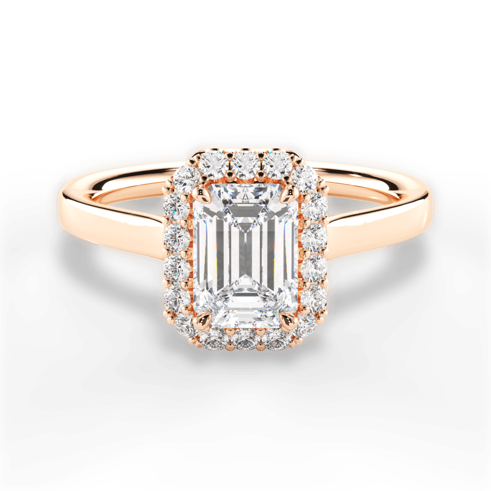 Fiona Emerald Cut Lab Grown Diamond 18Kt Rose Gold Engagement Ring