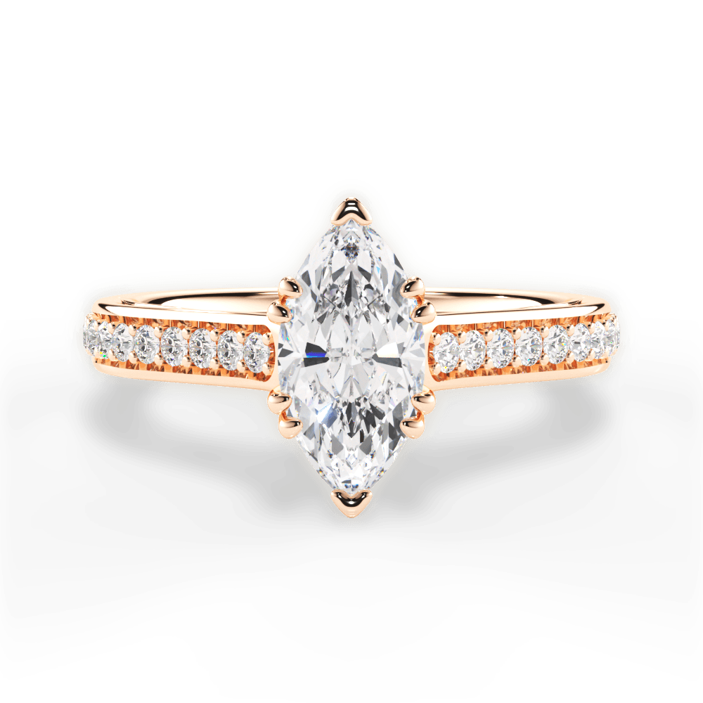 Deborah Marquise Cut Lab Grown Diamond 18Kt Rose Gold Engagement Ring