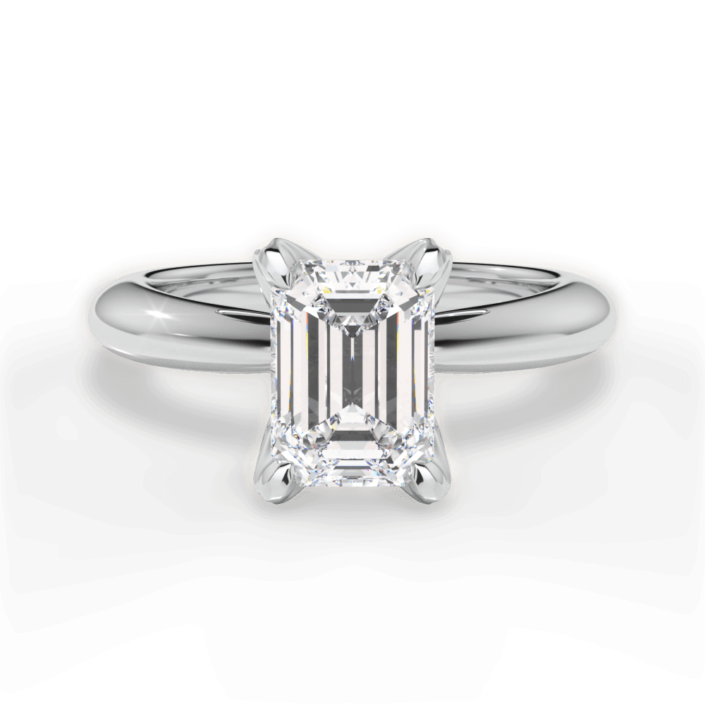 Elaine Emerald Cut Lab Grown Diamond 18Kt White Gold Engagement Ring