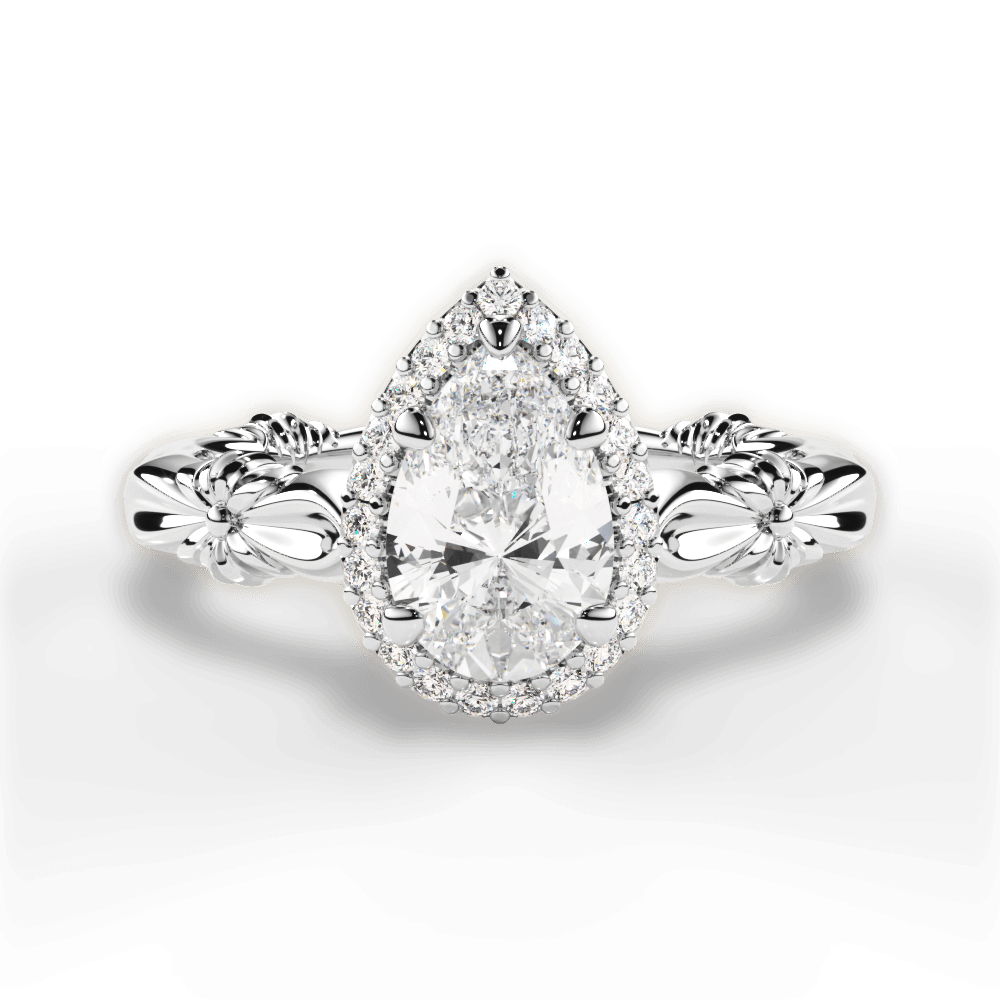 Erica Pear Cut Lab Grown Diamond 14Kt White Gold Engagement Ring