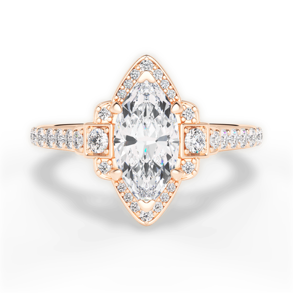 Joyce Marquise Cut Lab Grown Diamond 18Kt Rose Gold Engagement Ring