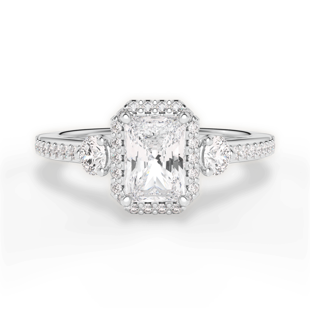 Julia Radiant Cut Lab Grown Diamond 14Kt White Gold Engagement Ring