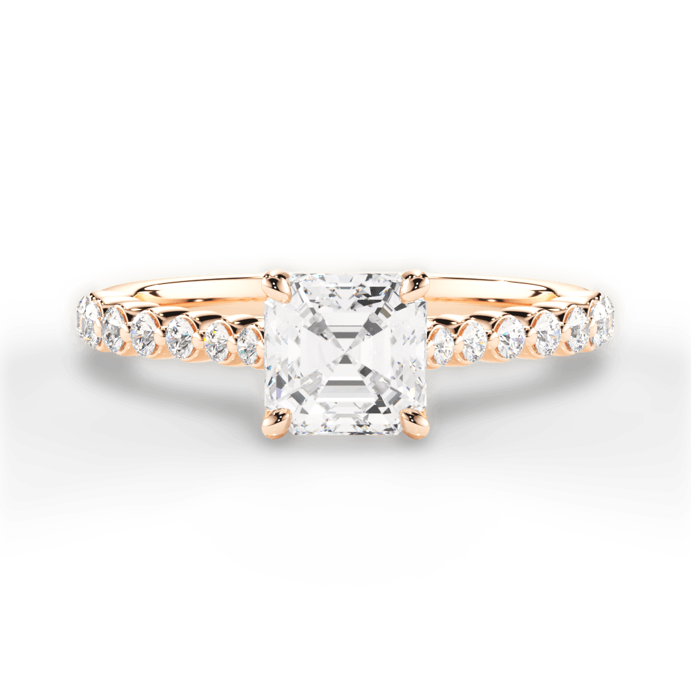 Dana Asscher Cut Lab Grown Diamond 18Kt Rose Gold Engagement Ring