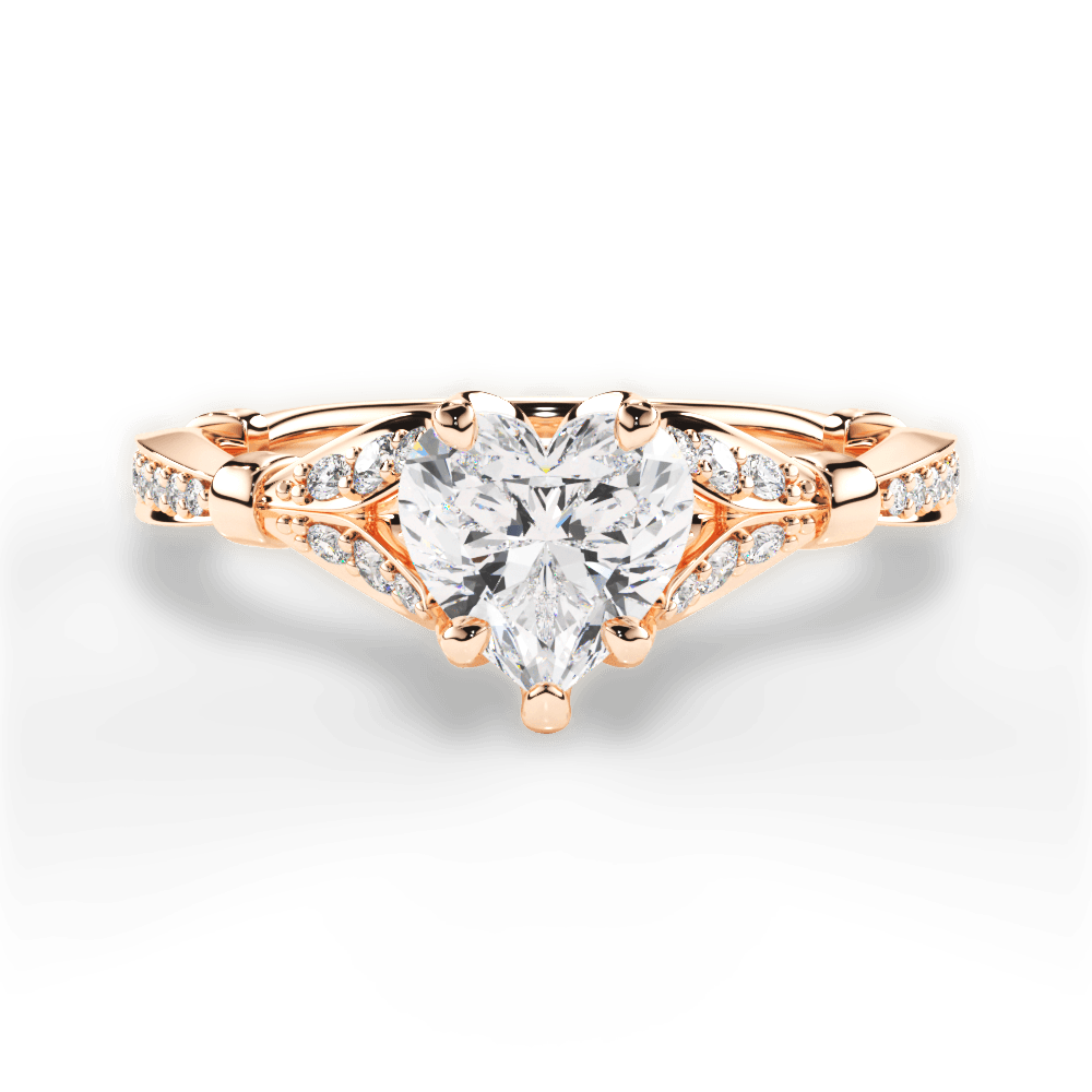 Geraldine Heart Cut Lab Grown Diamond 18Kt Rose Gold Engagement Ring
