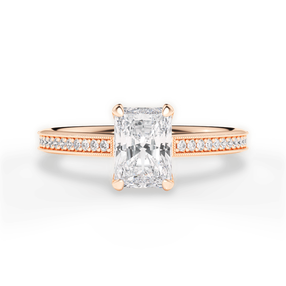 Janet Radiant Cut Lab Grown Diamond 18Kt Rose Gold Engagement Ring