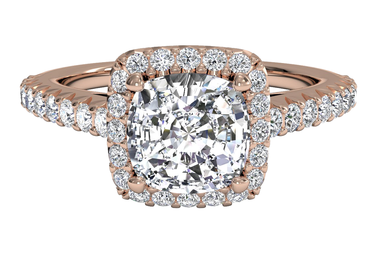 Kathleen Cushion Cut Lab Grown Diamond 18Kt Rose Gold Engagement Ring