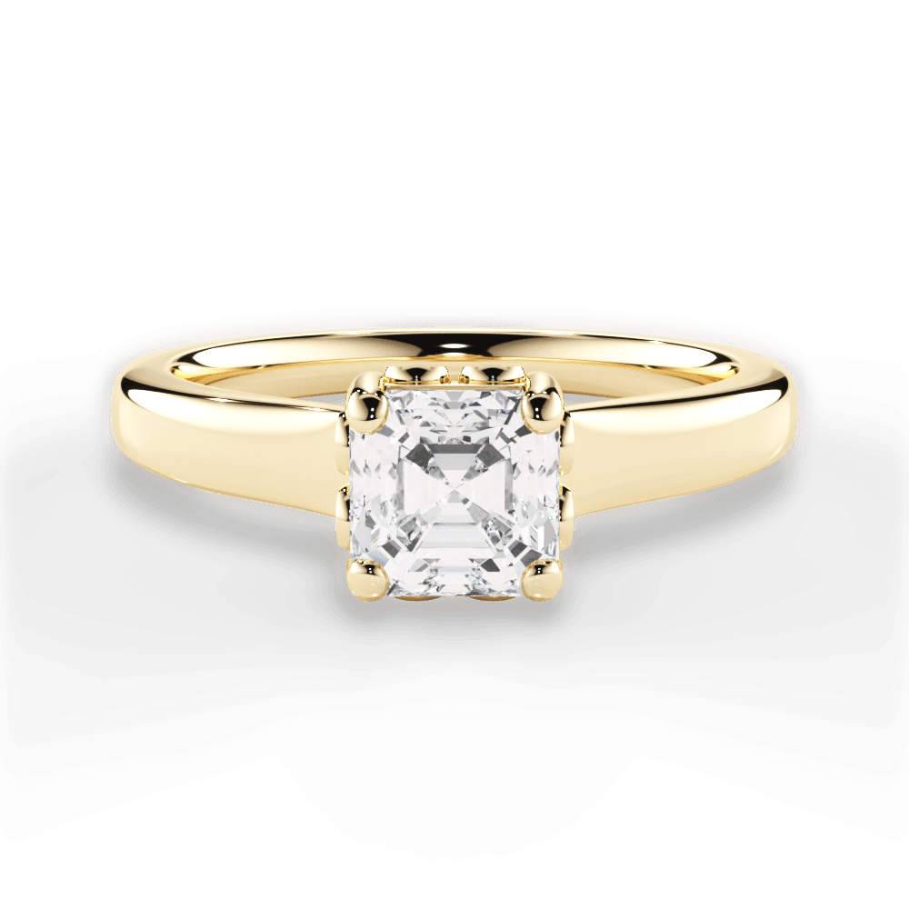 Carol Asscher Cut Lab Grown Diamond 18Kt Yellow Gold Engagement Ring