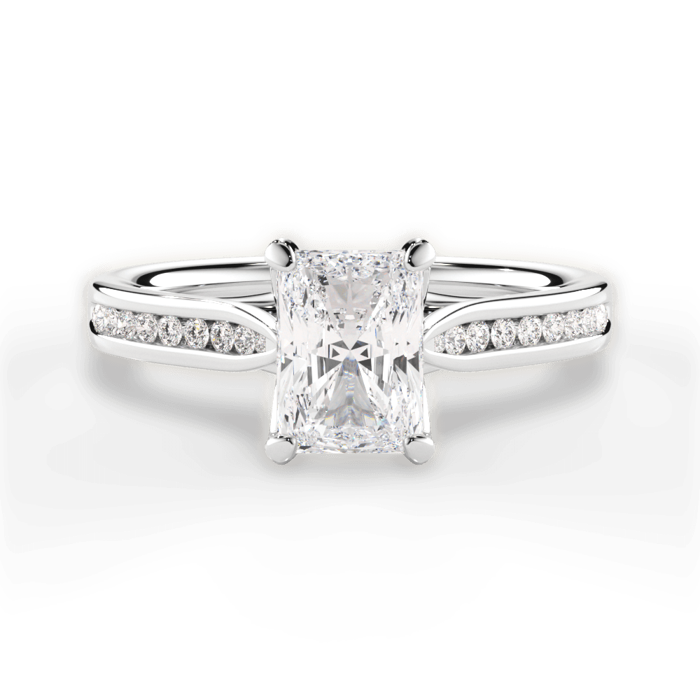 Elena Radiant Cut Lab Grown Diamond 14Kt White Gold Engagement Ring