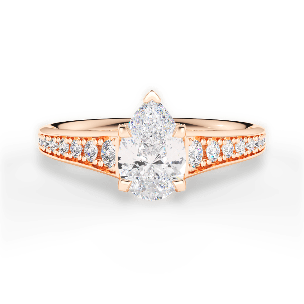 Leslie Pear Cut Lab Grown Diamond 18Kt Rose Gold Engagement Ring
