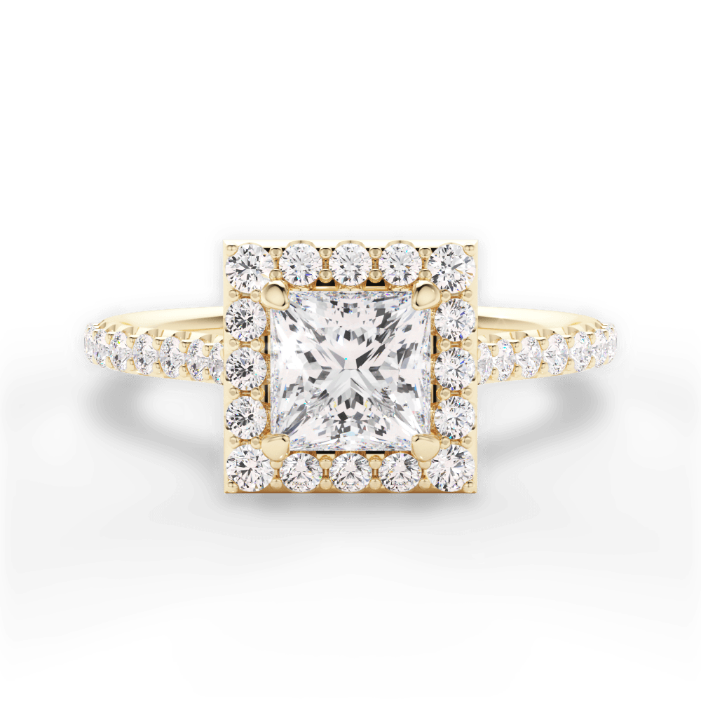 Leah Princess Cut Lab Grown Diamond 18Kt Yellow Gold Engagement Ring