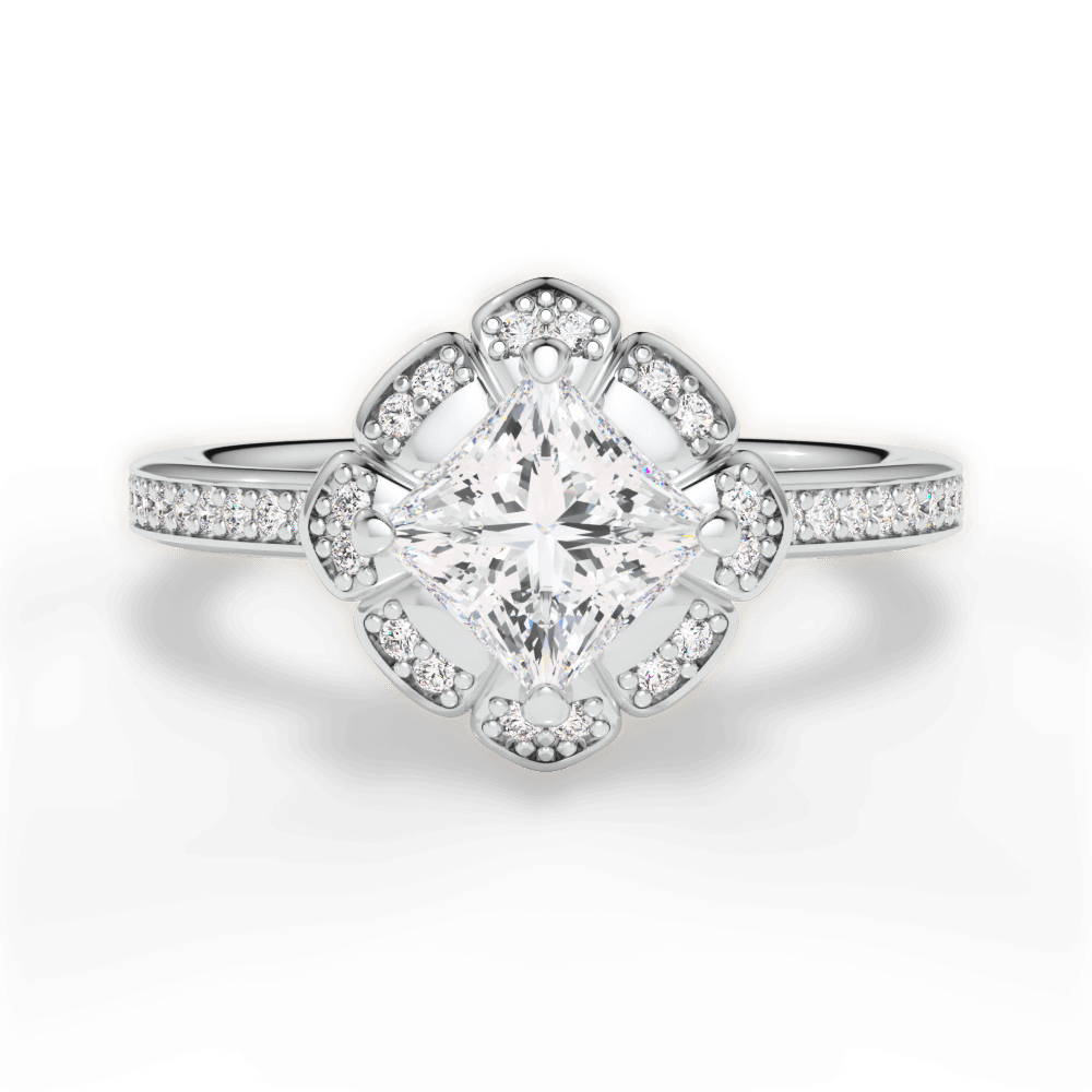 Hayley Princess Cut Lab Grown Diamond 18Kt White Gold Engagement Ring