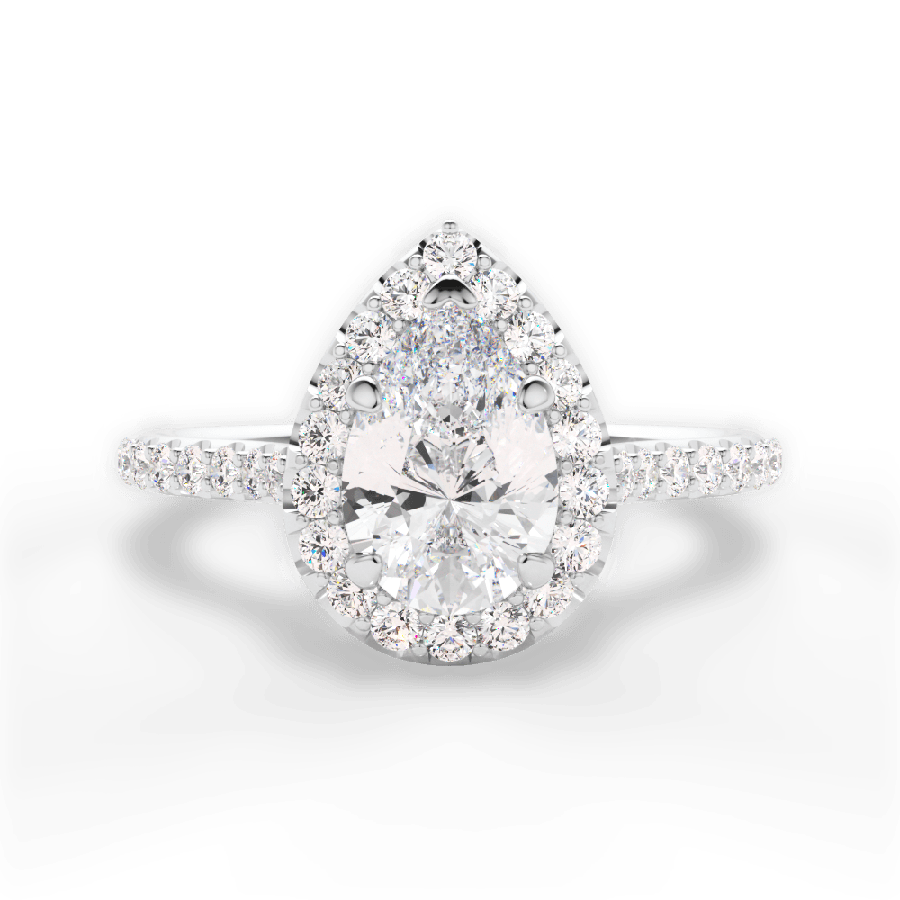 Leah Pear Cut Lab Grown Diamond 14Kt White Gold Engagement Ring