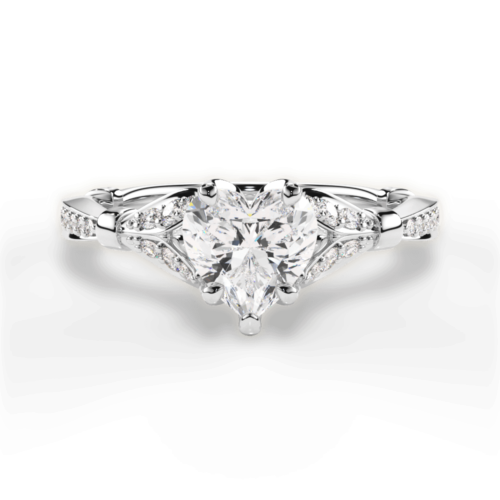 Geraldine Heart Cut Lab Grown Diamond 14Kt White Gold Engagement Ring