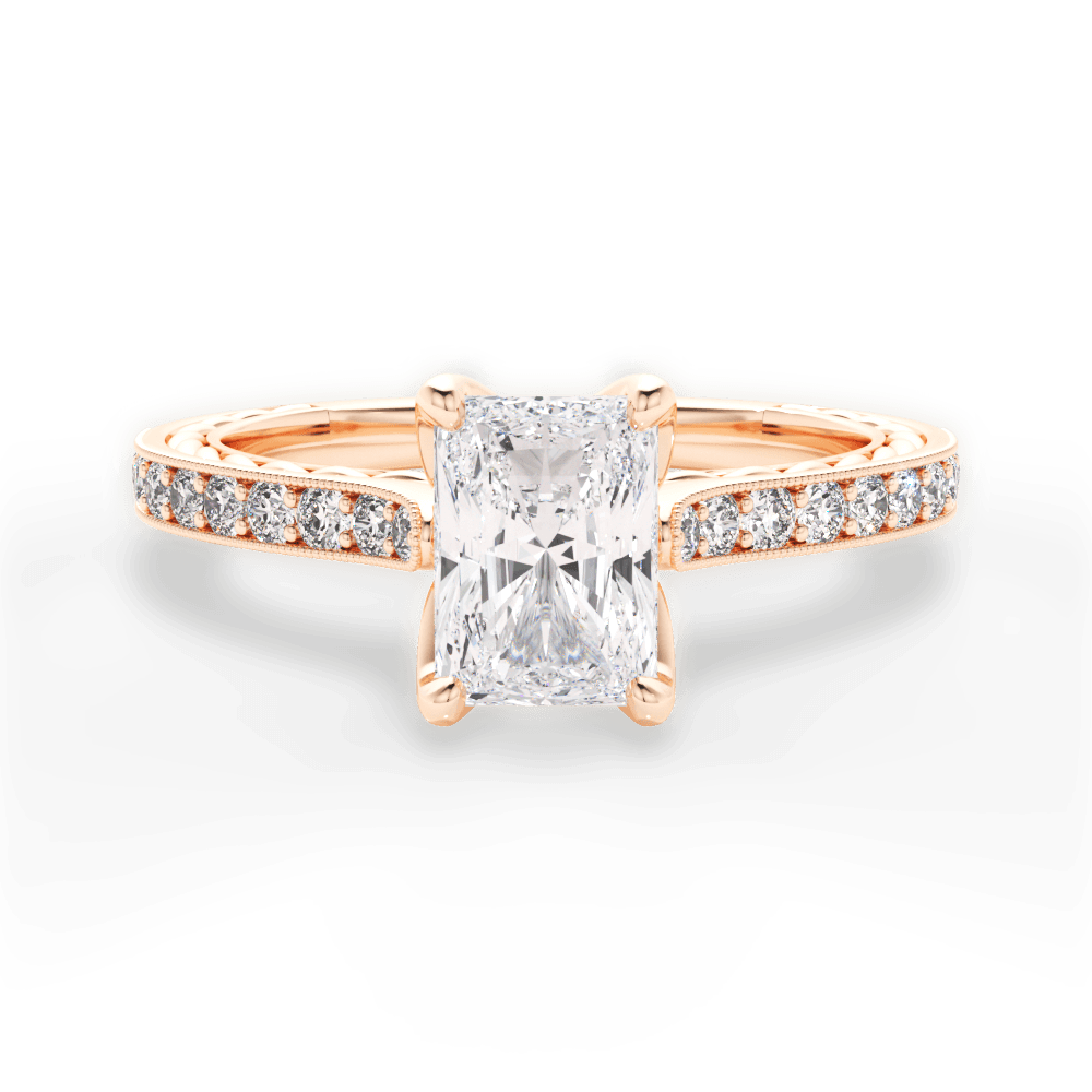 Gilda Radiant Cut Lab Grown Diamond 18Kt Rose Gold Engagement Ring