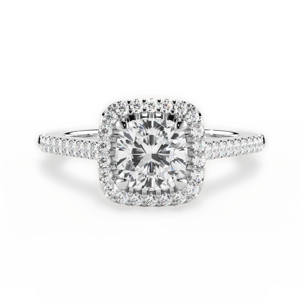 Jeanne Cushion Cut Lab Grown Diamond 14Kt White Gold Engagement Ring