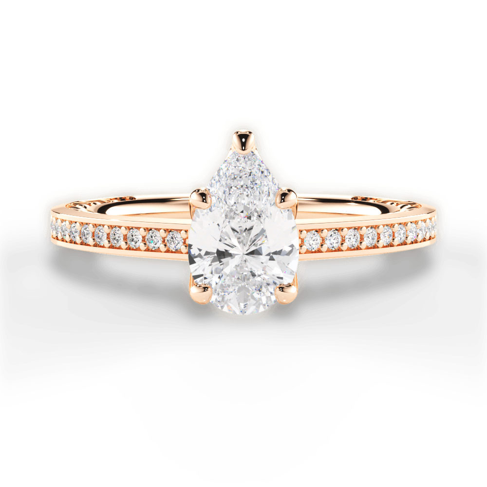 Donna Pear Cut Lab Grown Diamond 18Kt Rose Gold Engagement Ring