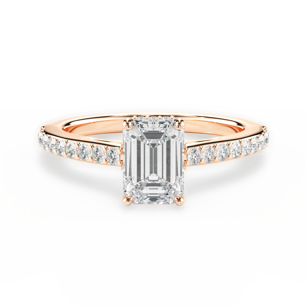 Joan Emerald Cut Lab Grown Diamond 18Kt Rose Gold Engagement Ring