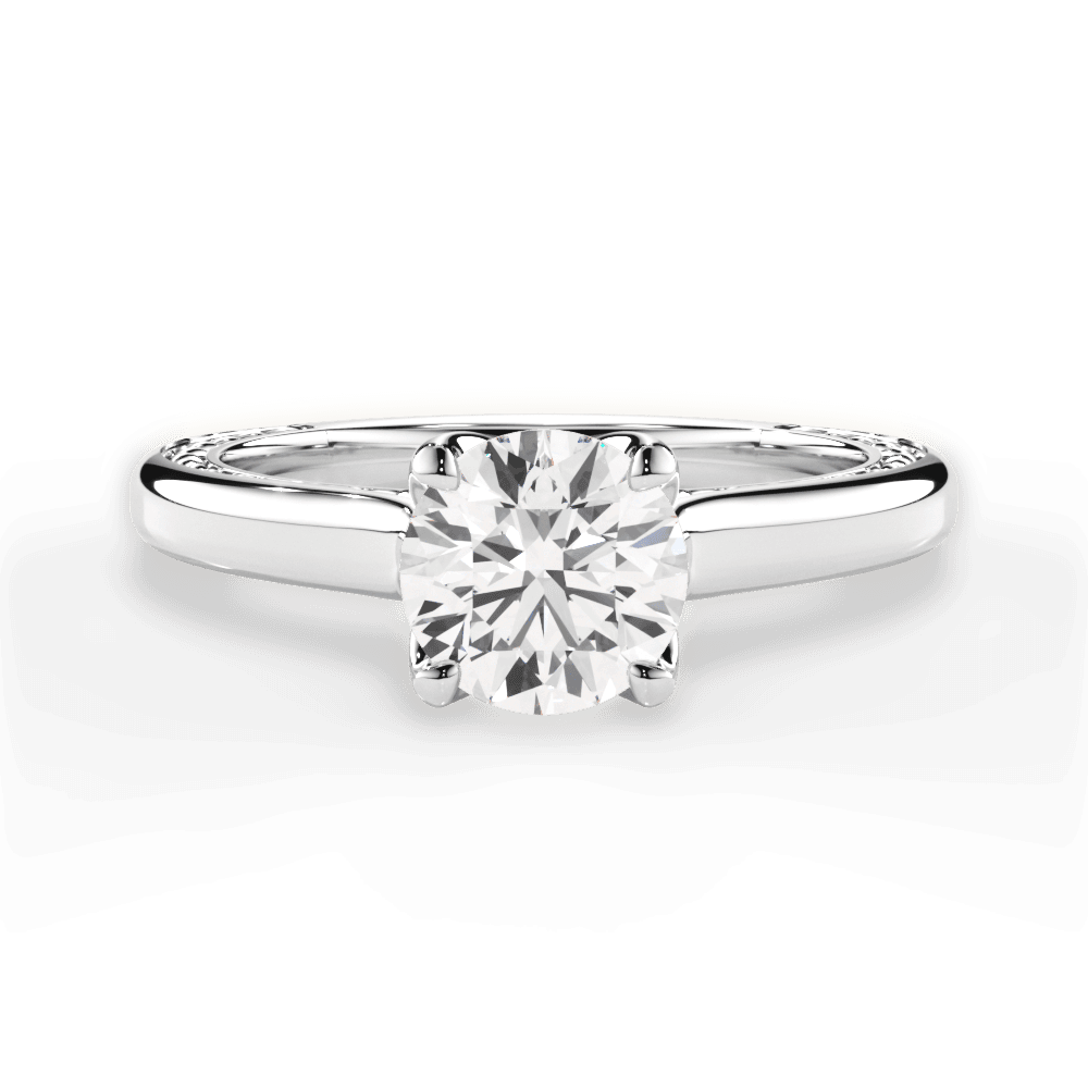 Carrie Round Cut Lab Grown Diamond 18Kt White Gold Engagement Ring