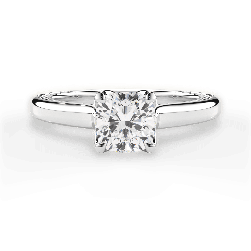 Carrie Cushion Cut Lab Grown Diamond 18Kt White Gold Engagement Ring