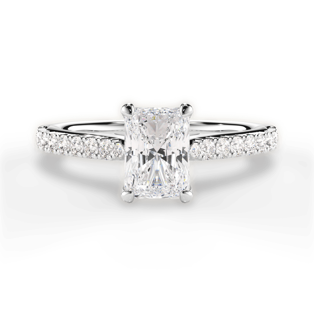 Frances Radiant Cut Lab Grown Diamond 14Kt White Gold Engagement Ring