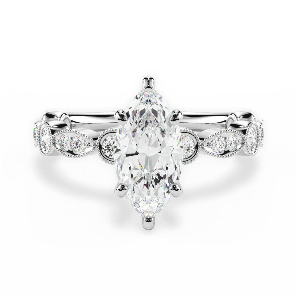 Edith Marquise Cut Lab Grown Diamond Platinum Engagement Ring