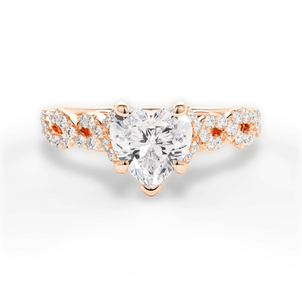 Justine Heart Cut Lab Grown Diamond 18Kt Rose Gold Engagement Ring