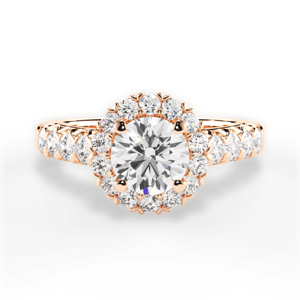 Lacey Round Cut Lab Grown Diamond 18Kt Rose Gold Engagement Ring