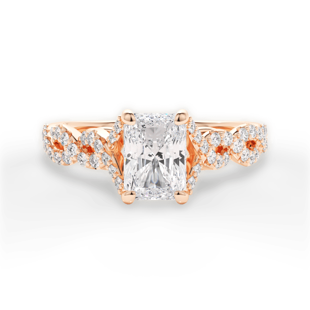 Justine Radiant Cut Lab Grown Diamond 18Kt Rose Gold Engagement Ring