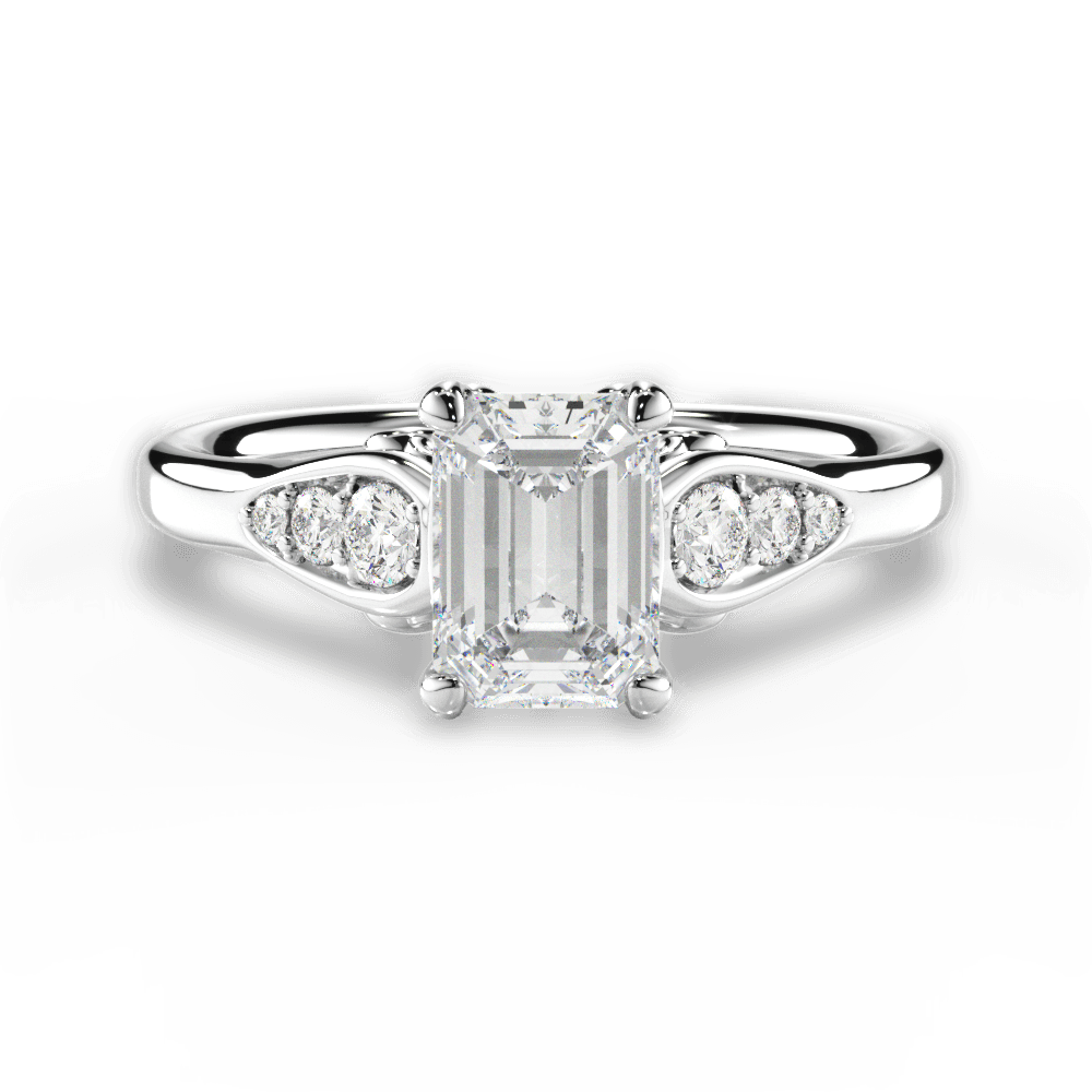 Cecilia Emerald Cut Lab Grown Diamond Platinum Engagement Ring