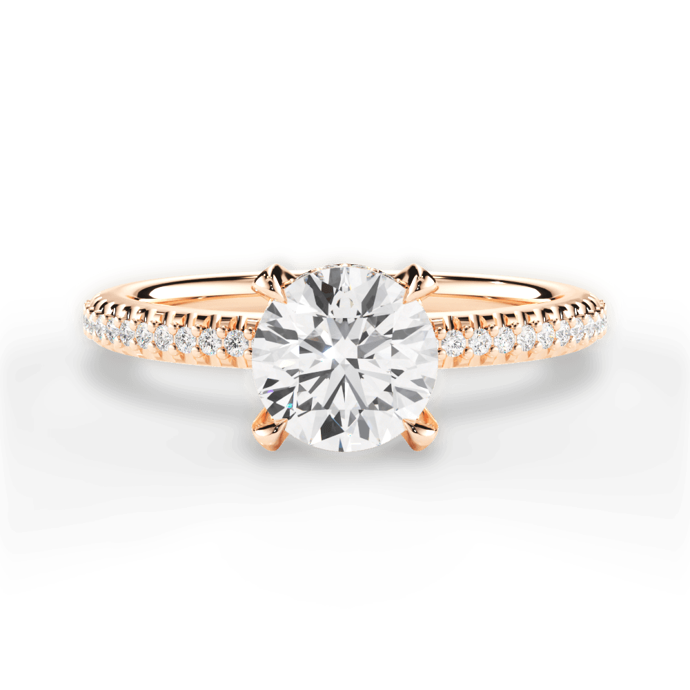Helen Round Cut Lab Grown Diamond 18Kt Rose Gold Engagement Ring