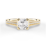 Delia Asscher Cut Lab Grown Diamond 18Kt Yellow Gold Engagement Ring