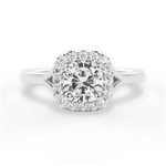 Geneva Cushion Cut Lab Grown Diamond Platinum Engagement Ring