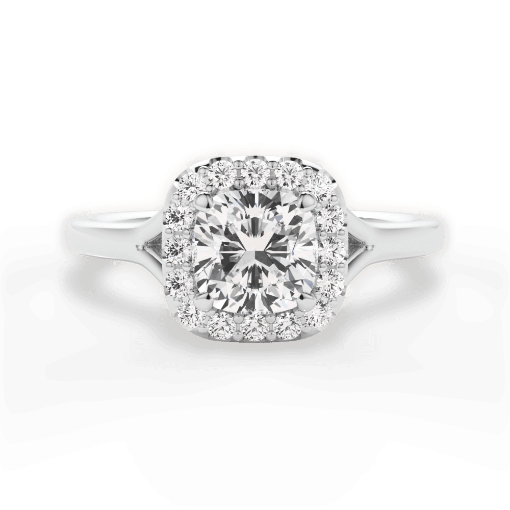 Geneva Cushion Cut Lab Grown Diamond Platinum Engagement Ring