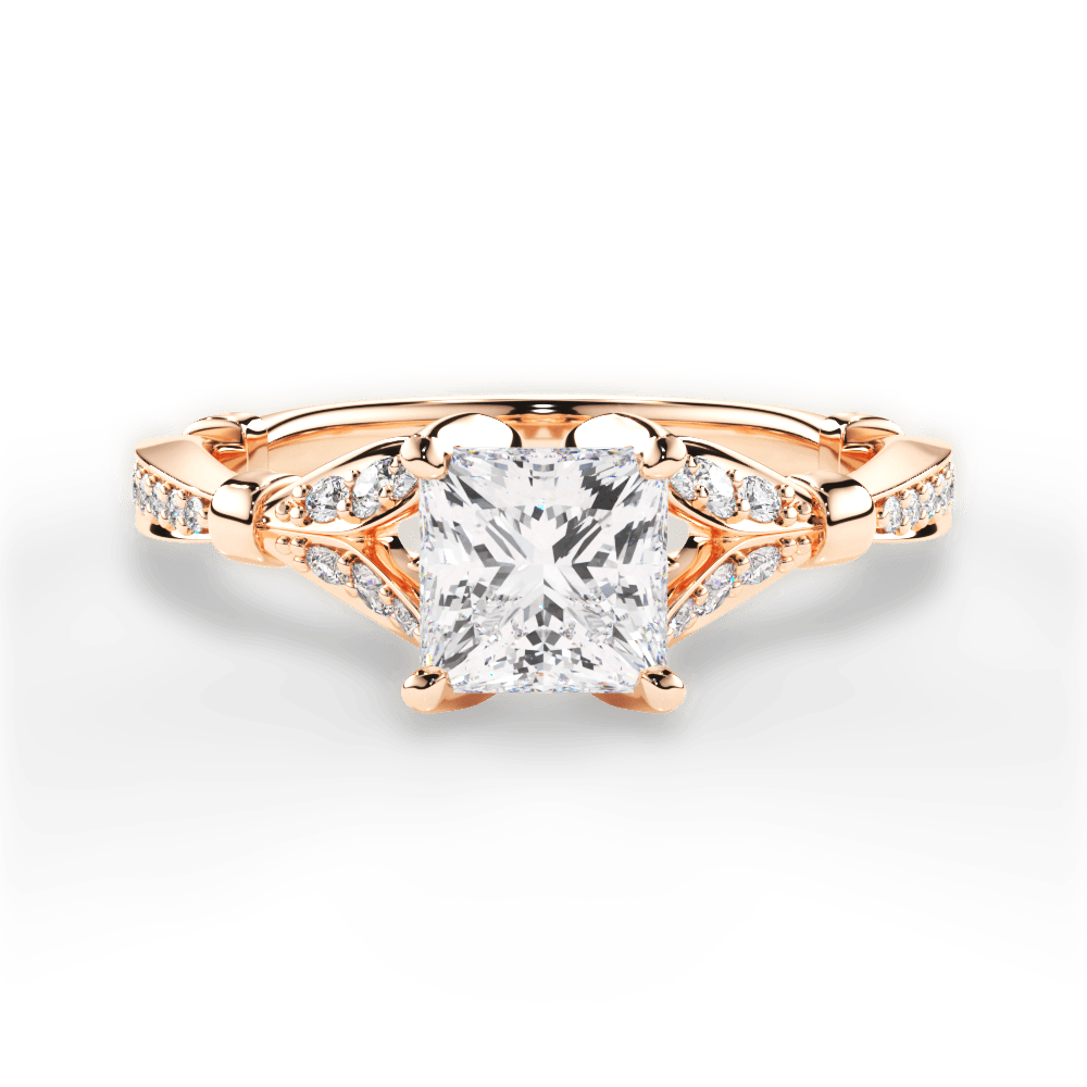 Geraldine Princess Cut Lab Grown Diamond 18Kt Rose Gold Engagement Ring