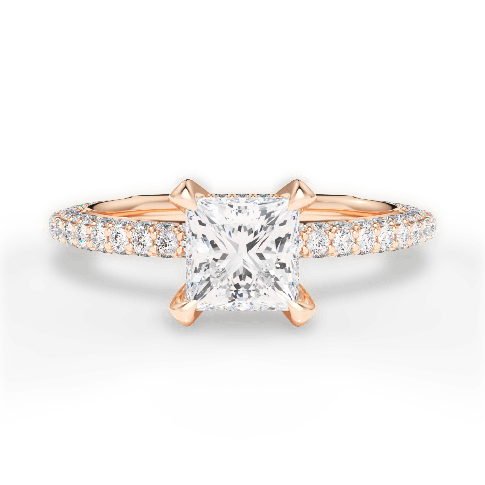 Madeline Princess Cut Lab Grown Diamond 18Kt Rose Gold Engagement Ring