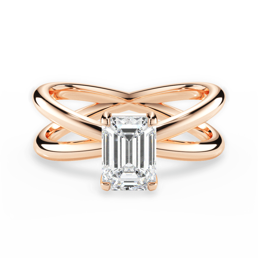 Ada Emerald Cut Lab Grown Diamond 18Kt Rose Gold Engagement Ring