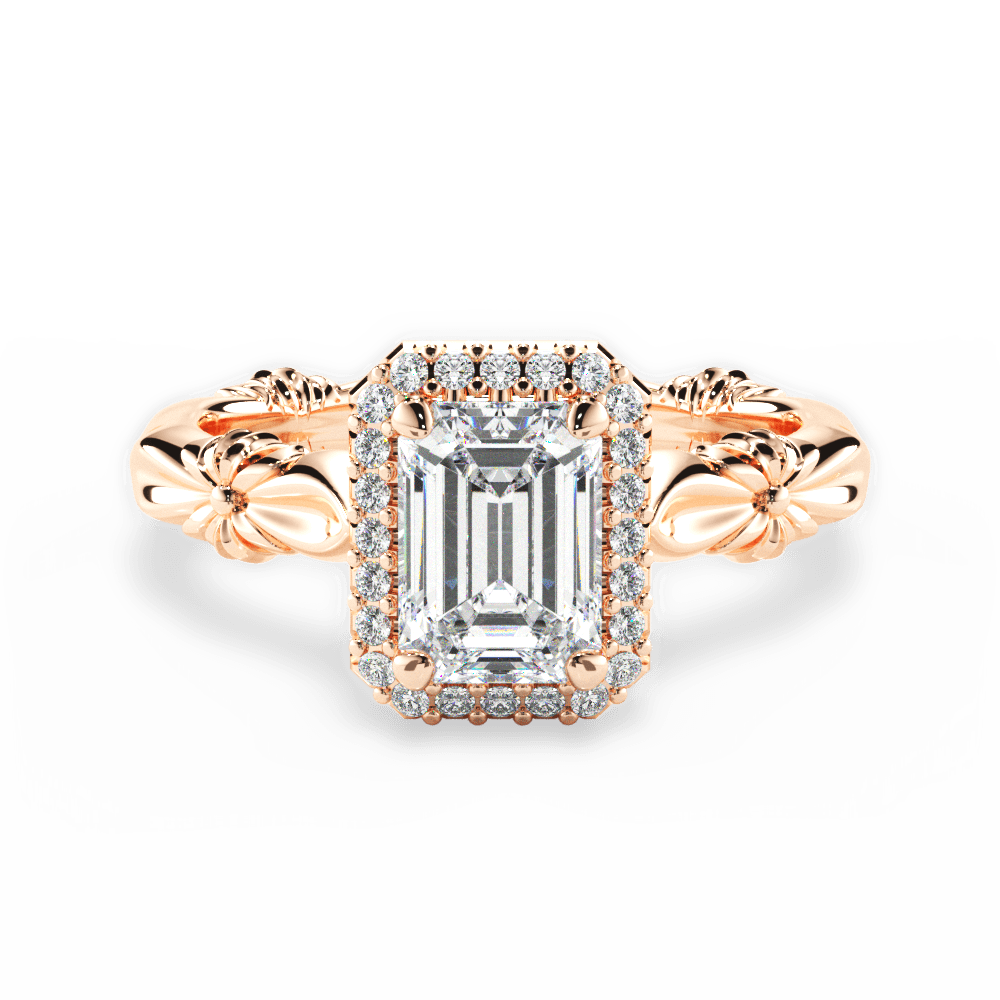 Erica Emerald Cut Lab Grown Diamond 18Kt Rose Gold Engagement Ring