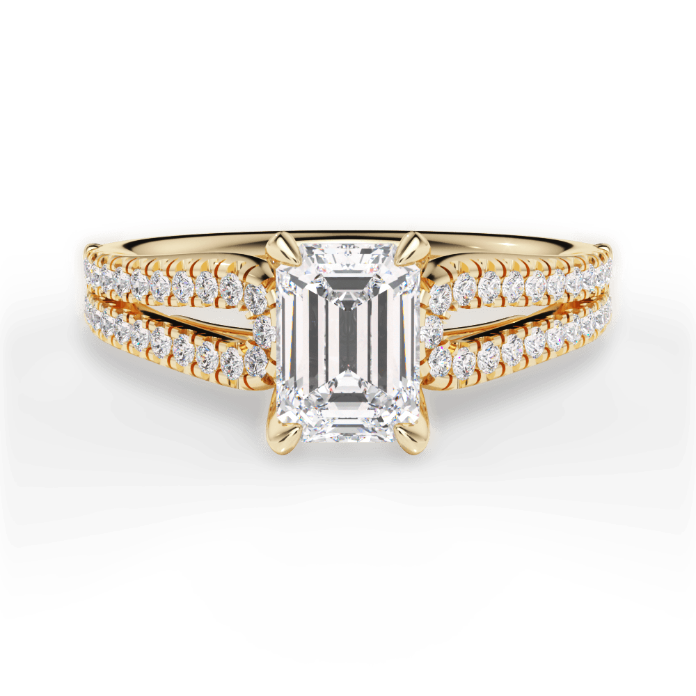 Jessica Emerald Cut Lab Grown Diamond 18Kt Yellow Gold Engagement Ring