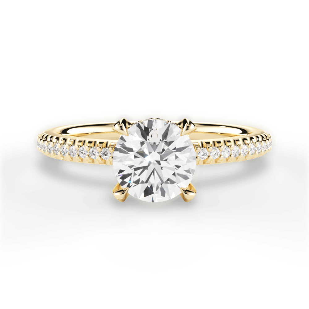 Helen Round Cut Lab Grown Diamond 18Kt Yellow Gold Engagement Ring