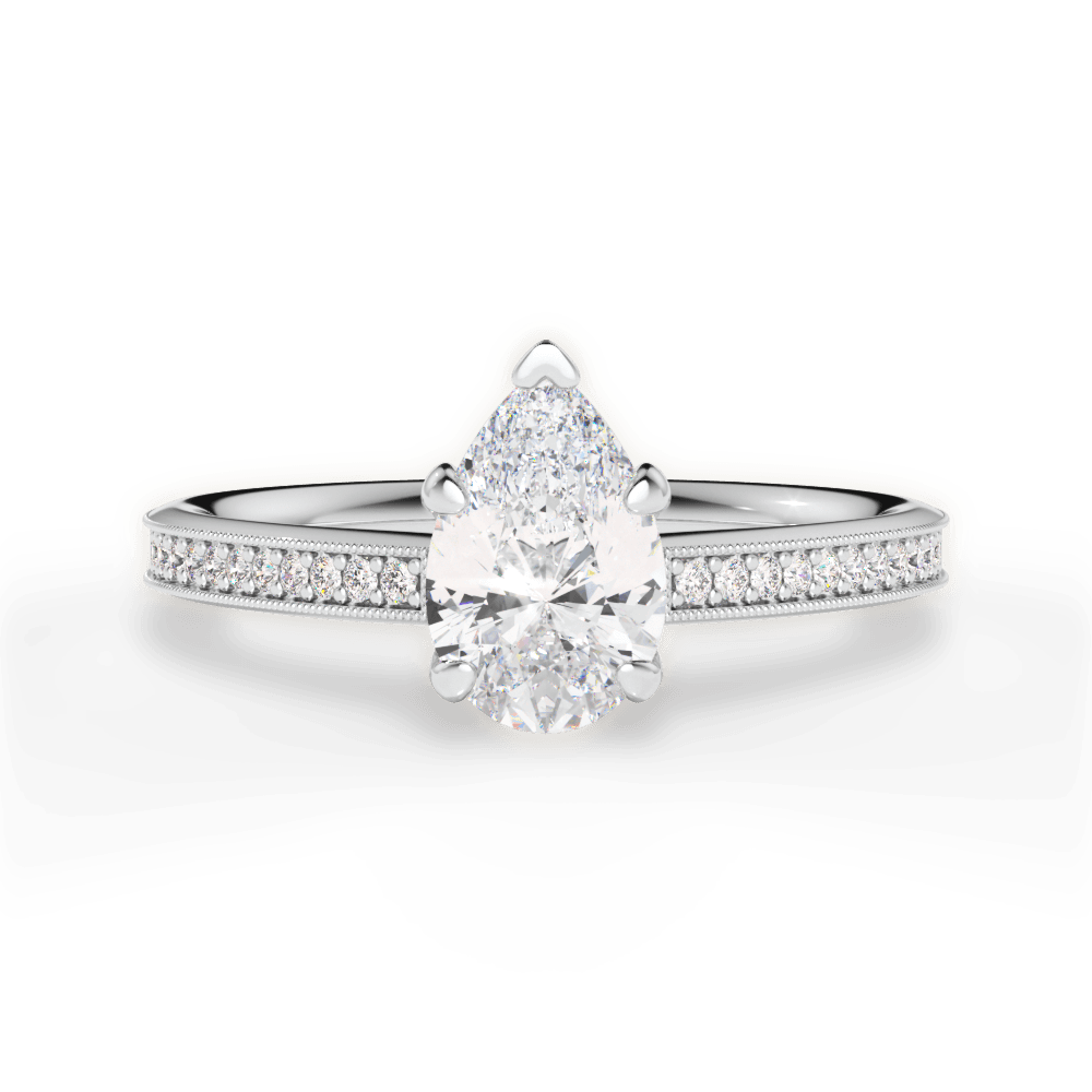 Janet Pear Cut Lab Grown Diamond 14Kt White Gold Engagement Ring