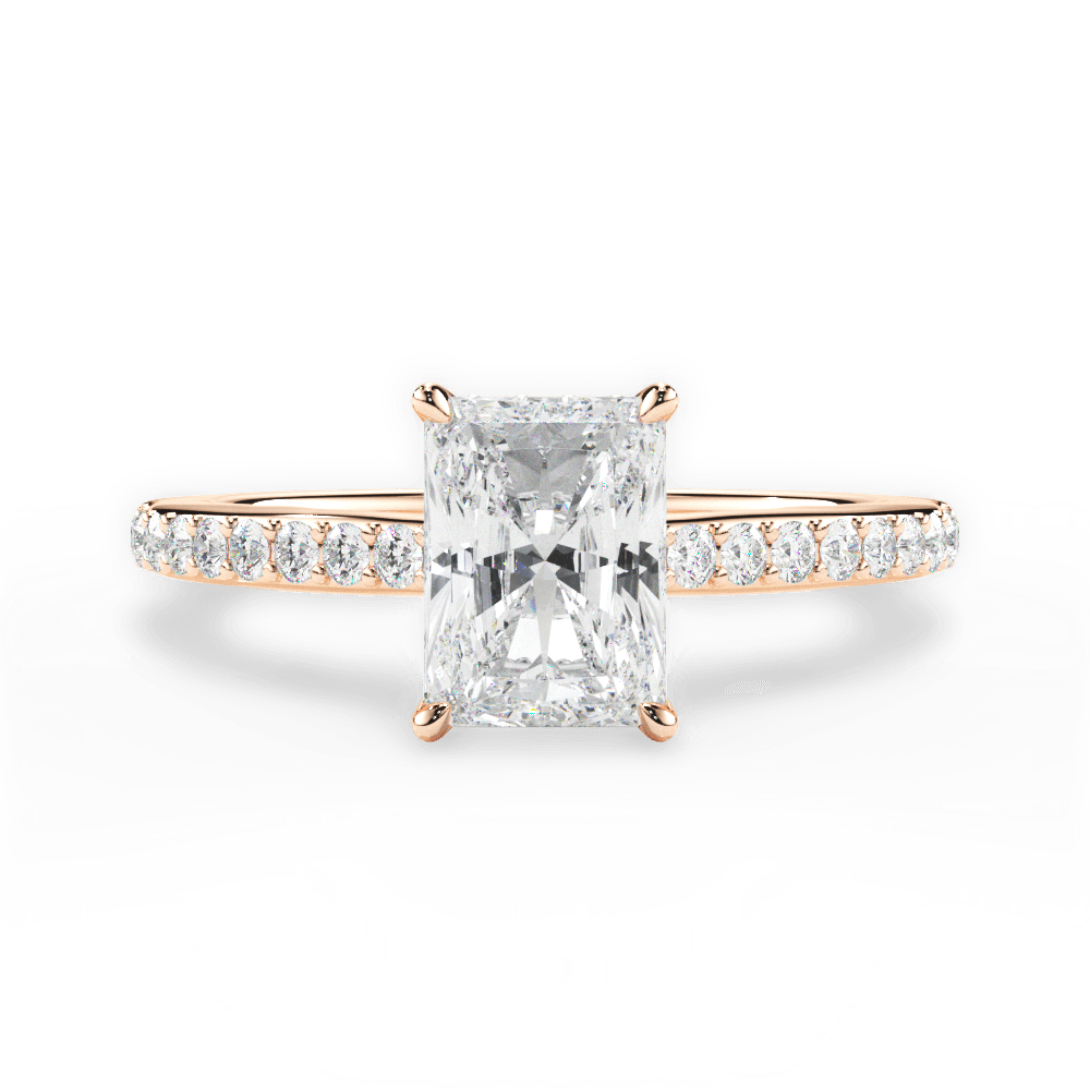 Joan Radiant Cut Lab Grown Diamond 18Kt Rose Gold Engagement Ring