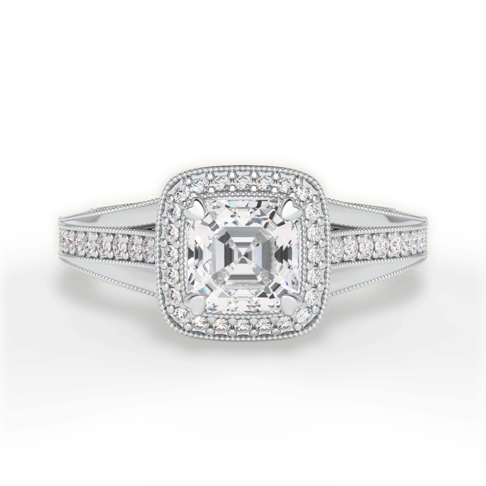 Lillian Asscher Cut Lab Grown Diamond 18Kt White Gold Engagement Ring